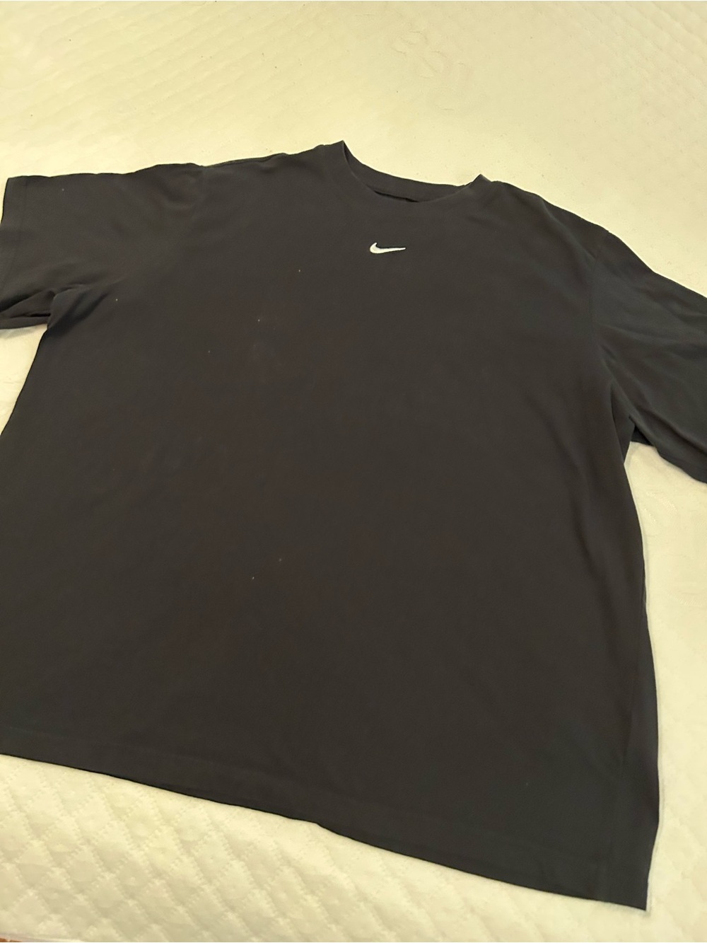 Nike Black Short-Sleeve Crew Tee with White Swoosh Logo